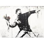 Schwarze Banksy Leinwandbilder Blumen 