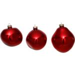 Rote Leonique Weihnachtskugeln & Christbaumkugeln glänzend aus Glas 3 Teile 