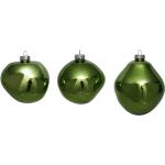 Grüne Leonique Weihnachtskugeln & Christbaumkugeln glänzend aus Glas 3 Teile 