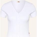 Weiße LEVI'S V-Ausschnitt Frühlingskleider aus Elastan für Damen Größe XS 