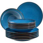 Blaue Mediterrane Mäser Group Suppenteller aus Keramik 12 Teile für 6 Personen 