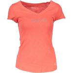 Rote Kurzärmelige Liu Jo V-Ausschnitt V-Shirts mit Strass aus Baumwolle für Damen Größe XS 