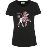 Schwarze Kurzärmelige Liu Jo T-Shirts Hunde mit Glitzer aus Elastan für Damen Größe S 
