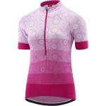 Reduzierte Pinke Print Kurzärmelige Atmungsaktive Löffler Stehkragen Damenradtrikots aus Jersey Größe L 