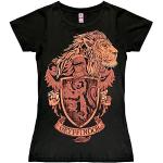 Schwarze Kurzärmelige Logoshirt Harry Potter Gryffindor T-Shirts aus Jersey für Damen Größe S 