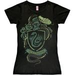 Schwarze Print Retro Kurzärmelige Logoshirt New Girl Slytherin T-Shirts Schlangen aus Baumwolle für Damen Größe L 