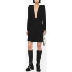 Reduzierte Schwarze Langärmelige Armani Emporio Armani V-Ausschnitt Winterkleider aus Elastan für Damen Größe L 