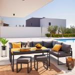 Anthrazite Moderne Garten Lounge Sofas Länder aus Stahl mit Kissen 