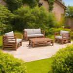 Braune home24 Gartenmöbel-Sets & Gartenmöbel Garnituren aus Massivholz 4 Teile 