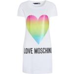 Reduzierte Weiße Kurzärmelige MOSCHINO Love Moschino Knielange Kleider mit Ärmel aus Baumwolle für Damen Größe XS 