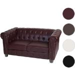 Luxus 2er Sofa Loungesofa Couch Chesterfield Kunstleder ' runde Fe, rot-braun