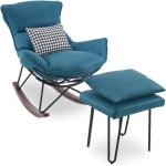 Blaue Moderne Relaxsessel mit Hocker aus Massivholz 