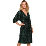 Reduzierte Dunkelgrüne Made of emotion Knielange V-Ausschnitt Abendkleider & festliche Kleider aus Polyester für Damen Größe S 