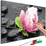 Malen nach Zahlen - Pink Flower and Stones 60x40 cm
