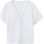 Weiße Boho V-Ausschnitt V-Shirts aus Jersey für Damen Größe XS 