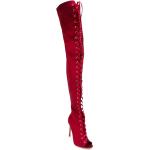 Reduzierte Rote GIANVITO ROSSI Pfennigabsatz Overkneestiefel Schnürung aus Leder für Damen Größe 36 
