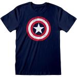 Marvel Avengers Assemble Captain America Distressed Shield T Shirt, Adultes, S-5XL, Marine, Offizielle Handelsware