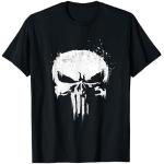 Marvel The Punisher White Ink Splatter Skull Logo T-Shirt