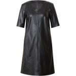 Schwarze Kurzärmelige Max Mara Mini V-Ausschnitt Partykleider aus Kunstleder für Damen Größe XS 