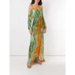 Grüne Print Amir Slama Maxi V-Ausschnitt Strandkleider aus Seide für Damen 