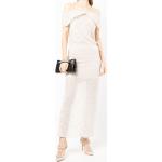 Reduzierte Weiße Maxi Abendkleider & festliche Kleider mit Perlen aus Wolle für Damen Größe L 
