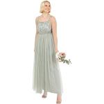 Reduzierte Marineblaue Romantische Ärmellose Maxi Brautkleider & Hochzeitskleider aus Tüll für Damen Größe XL für die Brautjungfern 