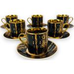 Goldene Espressotassen glänzend aus Porzellan 60 Teile für 6 Personen 