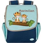 Blaue Kindergartenrucksäcke & Kindergartentaschen 6 l Tiger mit Brustgurt für Kinder 