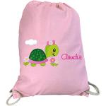 Rosa Kinderturnbeutel & Kindersportbeutel Schildkröten aus Baumwolle 