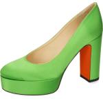 Reduzierte Grüne Elegante Melvin & Hamilton Pfennigabsatz High-Heel Pumps aus Satin für Damen Größe 41 mit Absatzhöhe über 9cm 