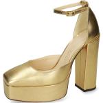 Reduzierte Goldene Elegante Melvin & Hamilton Pfennigabsatz High-Heel Pumps aus Leder für Damen Größe 40 mit Absatzhöhe über 9cm 