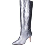 Silberne Melvin & Hamilton Pfennigabsatz High-Heel Stiefel aus Leder für Damen Größe 40 mit Absatzhöhe 7cm bis 9cm 