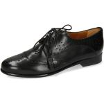 Reduzierte Schwarze Elegante Melvin & Hamilton Derby Schuhe Schnürung aus Leder für Damen Größe 35 mit Absatzhöhe bis 3cm 