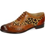 Reduzierte Braune Klassische Melvin & Hamilton Oxford Schuhe Schnürung aus Leder für Damen Größe 39 mit Absatzhöhe bis 3cm 