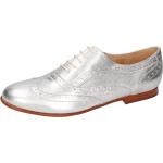 Silberne Elegante Melvin & Hamilton Oxford Schuhe Schnürung aus Leder für Damen Größe 40 mit Absatzhöhe bis 3cm 