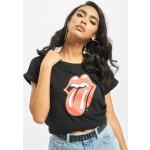 Schwarze Merchcode The Rolling Stones T-Shirts aus Jersey für Damen 