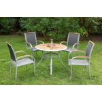 Silberne Merxx Siena Gartenmöbel-Sets & Gartenmöbel Garnituren aus Akazie 5 Teile für 4 Personen 