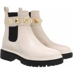 Cremefarbene Michael Kors Stark Ankle Boots Klettverschluss aus Leder für Damen Größe 37 