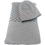 Michael Kors Men's Reversible Logo 2-Piece Scarf and Hat Set,Grey/Black