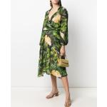 Reduzierte Grüne Langärmelige Liu Jo Wadenlange | Midi V-Ausschnitt Frühlingskleider aus Polyester für Damen Größe M 