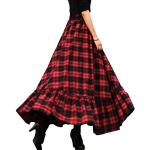 Rote Karierte Retro Maxi Stufenröcke Handwäsche für Damen Größe 3 XL zur Party 