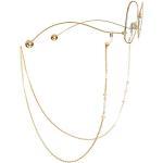 MINI TREE Brillenketten für Lesebrillen Perlen Brillenband Damen Lesebrille Brille Kette Sonnebrillen Band Kreuz Cords Hals Cord Strap (Gold)