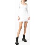 Weiße Langärmelige Dion Lee Mini U-Ausschnitt Partykleider aus Baumwolle für Damen 