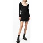 Reduzierte Schwarze Langärmelige Dion Lee Mini U-Ausschnitt Partykleider aus Baumwolle für Damen 