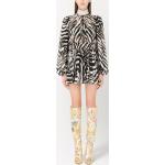 Reduzierte Schwarze Zebra Dolce & Gabbana Mini Partykleider mit Puffärmeln aus Elastan für Damen Größe XL 
