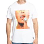 MISHUMO x PLAYBOY Herren Baumwoll-T-Shirt mit großem Frontprint A0006600 Weiß, Größe:S
