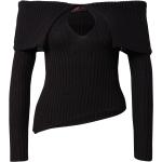 Schwarze Langärmelige Asymmetrische Pullover für Damen Größe XL 