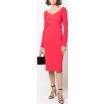 Reduzierte Rote Langärmelige Ralph Lauren Collection V-Ausschnitt Kleider mit Ärmel aus Elastan für Damen 