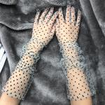 Schwarze Elegante Fingerhandschuhe aus Polyester Handwäsche für Damen 