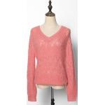 Rosa Vintage Rundhals-Auschnitt Rundhals-Pullover mit Puffärmeln aus Mohair für Damen Größe L 